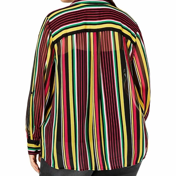 (NWT) INC International Concepts Women's Party Stripe Sheer Top Plus Size 2X - Picture 8 of 14
